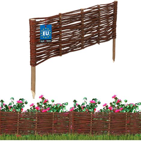 Clôture de jardin en osier – Bordure naturelle 60 cm – Hauteur 20 cm – Barrière esthétique pour massifs et allées (1/5)