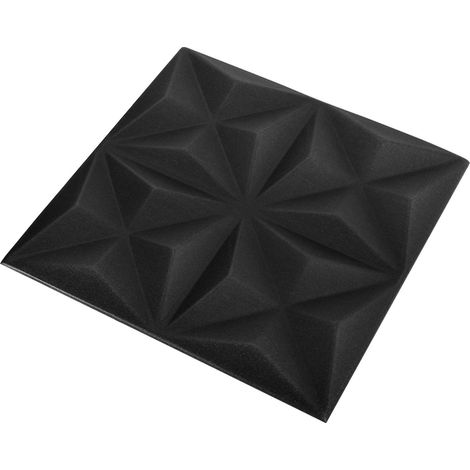 Paneles de pared 48 pcs Origami Negro 50 x 50 cm Espuma XPS vidaXL