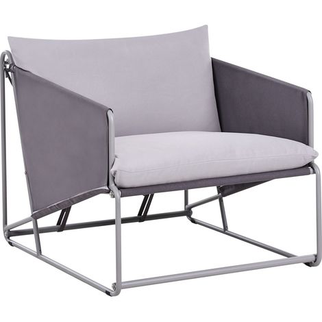 Sedia bassa in metallo con cuscini Grigio Ponte