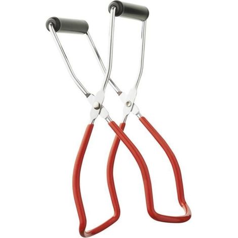 Ustensile de cuisine - Pince à bocal - Acier chromé - Rouge - Dimensions: 33x8.3x4 cm (1/4)
