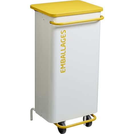 Poubelle de tri mobile Nomade - emballages - 110l - blanc / jaune colza - RAL 1021 (1/2)