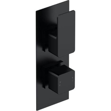 Nuie Windon Thermostatic Concealed Shower Valve Dual Handle - Matt Black (1/4)