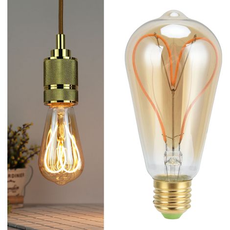 Ampoule LED vintage E27 4W à haute transmission lumineuse, filament spiralé flexible, luminosité réglable, lumière chaude, 220V, couleur or (1/5)
