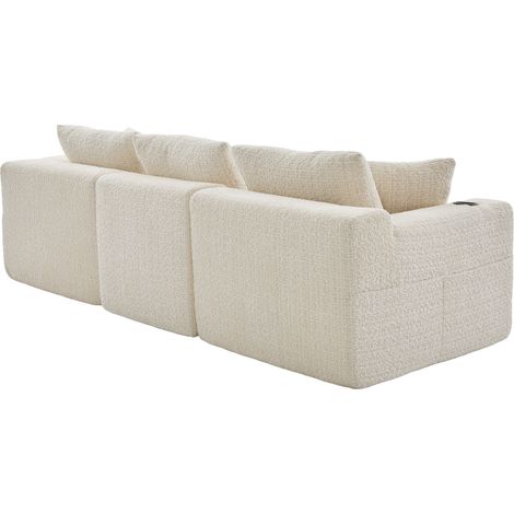 Modulares 3-Sitzer-Ecksofa aus Chenille mit Chaiselongue, Becherhaltern und Taschen (1/5)