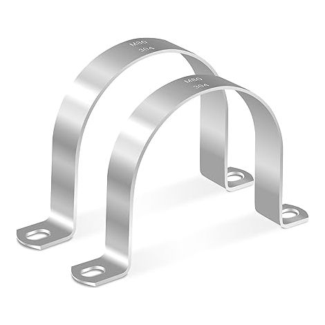 Lot de 6 colliers de serrage en U 80 mm en acier inoxydable pour fixation des tuyaux de gaz, câbles et tuyaux d'eau (1/5)