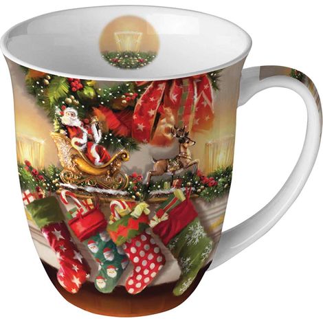 Tasse en Porcelaine Fine - Chaussettes de Noël