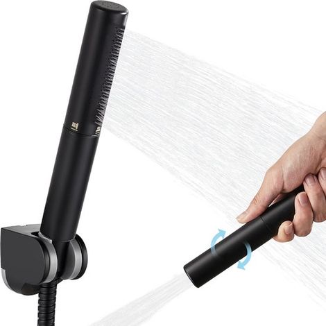 Ducha de mano y rociador 2 en 1 de latón, Ducha de mano de alta presión con manguera y soporte de ABS, cabezal ducha negro mate + soporte ducha (1/5)