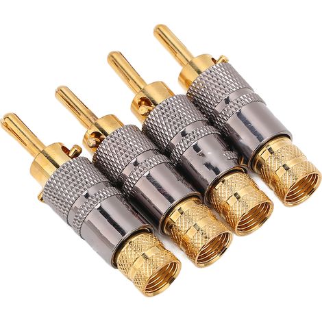Preffair BA1457 4Pcs Connecteurs Banane Dorés 24K pour Enceintes HIFI, Compatibles Câbles 8.7mm