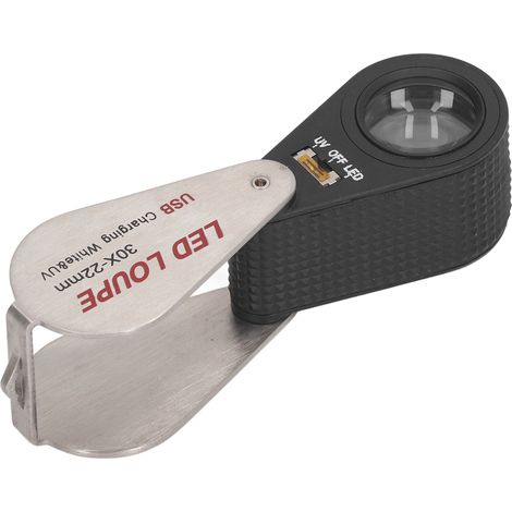 Wiederaufladbare, faltbare und tragbare LED-UV-Lupe aus Metall mit 30-facher Vergrößerung für den Außenbereich (1/5)