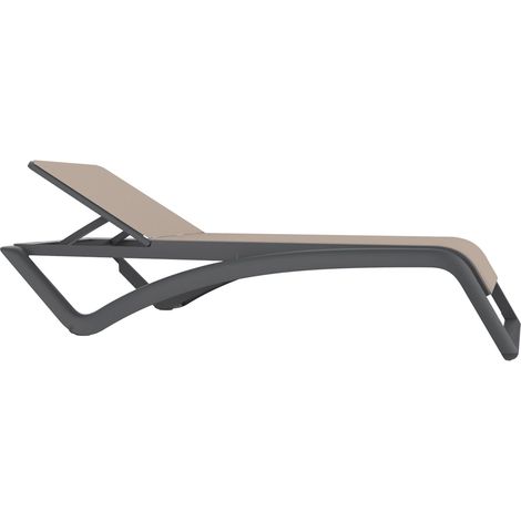 Resol SKY CLUB Chaise Longue Extérieur  Structure Gris Foncé - Textilène Beige - Set 2