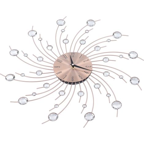 Wanduhr aus Schmiedeeisen, Wohnzimmer, Diamanten, Roségold, Heimdekoration (1/5)