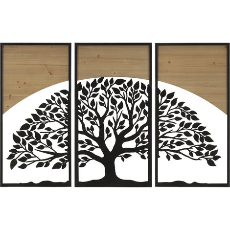 Pannello da muro Arc Albero della Vita in ferro e legno, set 3 pezzi 105x70 cm (1/5)