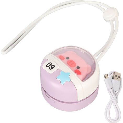 Ventilateur de cou suspendu mignon 3 vitesses réglable sans pale silencieux USB mini portable avec cordon pour maison bureau voyage cochon (6,7x6,5 cm / 2,6x2,6 po) (1/5)