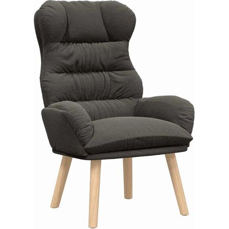 Fauteuil gris foncé, dimensions : 69 x 74 x 93 cm, revêtement en velours sherpa. (1/5)