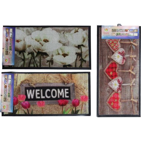 TrAdE Shop Traesio - Tappeto Zerbino In Pvc Stampa Digitale Animali Cuori Fuoriporta 40x70cm -