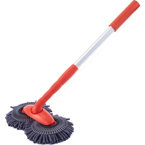 Zoternen Vaft de lavage en microfibre à longue chenille avec extension Pole rotatif à double tête de brosse de brosse télescopique outil de nettoyage