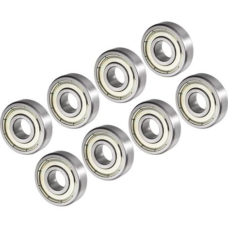 Deep Groove Ball Bearings, 609ZZ Model 9mm x 24mm x 7mm, Carbon Steel Double Protection Bearings - (For Motor Boards Casters Roller Wheels), 8-Pieces (1/5)