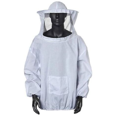 Vêtements de protection pour apiculteurs, combinaison d'apiculture professionnelle avec capuche, chapeau de protection pour abeilles avec fermeture éclair (blanc) (1/5)