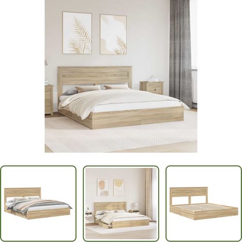 vidaXL Bois d'ingénierie - Lit de Rangement Chêne Sonoma 180 x 200 cm Bois d'ingénierie (1/5)