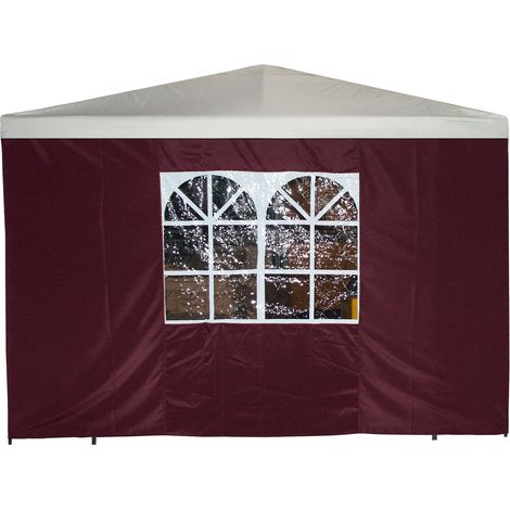 Seitenplane für Pavillon, 3x1,9 Meter, Polyester bordeaux mit Fenster (1/2)