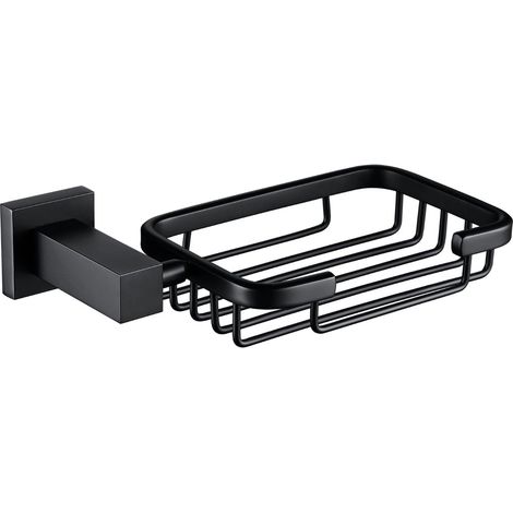 Square Soap Dish and Holder Matte Black (1/2)