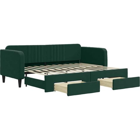 Maison Exclusive - Divano Letto Estraibile Cassetti Verde Scuro 80x200cm Velluto
