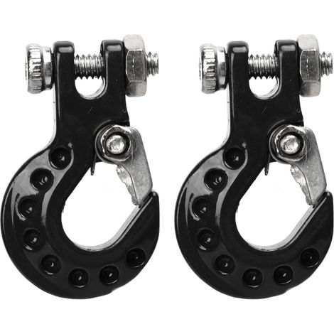Lot de 2 crochets de remorque RC en alliage d'aluminium robuste, pour voitures télécommandées 1/10, noir. (1/5)