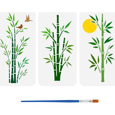 3Pcs Pochoir de Dessin en Bambou 30x15cm Réutilisables (1/5)