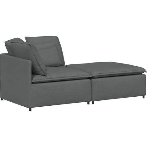 Sofá modular con reposapiés y cojines de tela gris oscuro vidaXL (1/5)