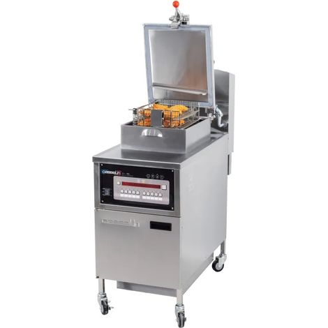 Friteuse électrique à pression avec filtration 25 litres - L 470 x P 975 x H 1 200 mm - 13 500 W / 400 V - Casselin