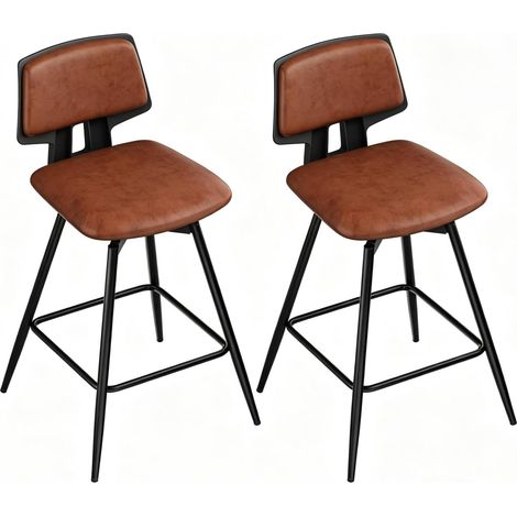 CHICFURN Taburete de bar giratorio 45,5 x 45,5 x 89 cm marrón en polipiel, lote de 2 (1/5)