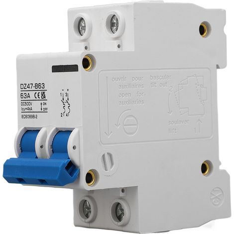 2-poliger DC 500V MCB 63A Leitungsschutzschalter, Schutzschalter, 4000A Abschaltvermögen für Häuser des Typs B (1/5)