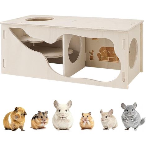 Maison Hamster 30 × 12× 12 CM Cabane Cochon d'Inde Spacieuse (1/5)