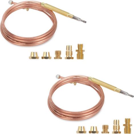 Lot de 2 thermocouples à gaz M6 x 0,75, kit de remplacement universel pour cuisinière à gaz, thermocouple avec 5 adaptateurs pour cuisinière à induction, cuisinière à gaz, cheminée, chauffe eau, etc (1/5)