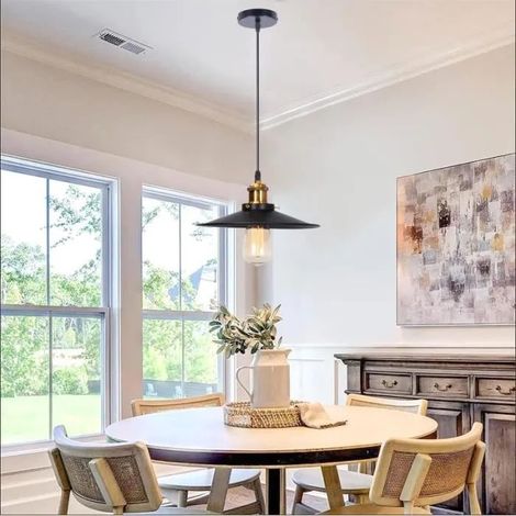 kawoo Lampe Suspension Retro Reglable,Lustre Luminaire Industrielle Vintage en Fer Style Edison pour Salon Chambre (1/4)