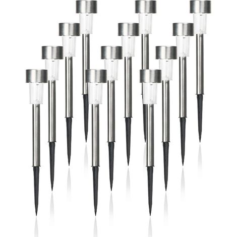 Lot de 12 lampes solaires en acier inoxydable chaud (4,5x29,5cm)