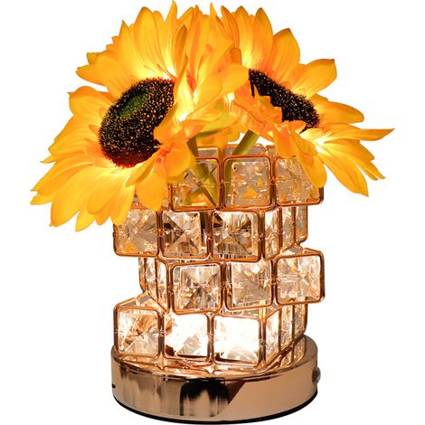 Lampe fleur de tournesol, cadeaux d'anniversaire pour les femmes, lampe tactile rechargeable, 3 couleurs à intensité variable petite lampe, pour salon, chambre, salle à manger Home Decor [Classe énerg (1/5)