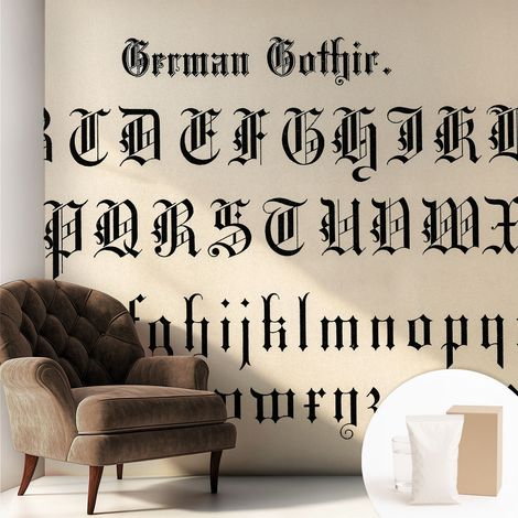 Papier peint intissé pour salon chambre à coucher peint imprimé pour mur - Colle incluse gratuite Lettres gothiques 250x250 cm (1/5)