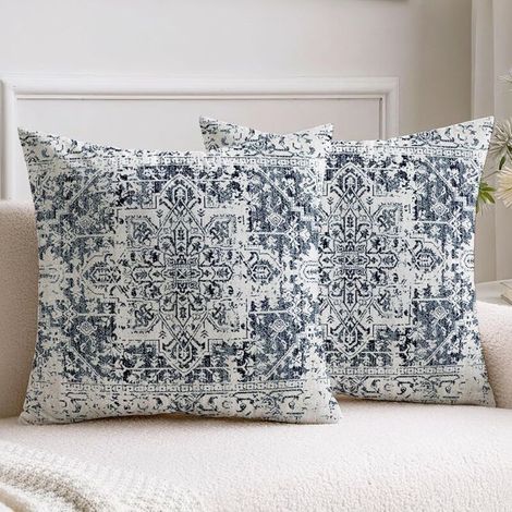 Lot de 2 Housse de Coussin 45x45cm Boho Noir Housse Coussin Rétro Automne Abstrait Housses Coussins Velours Taie Oreiller Boheme Décoratif pour Chambre à Coucher, Salon, Canapé, Maison