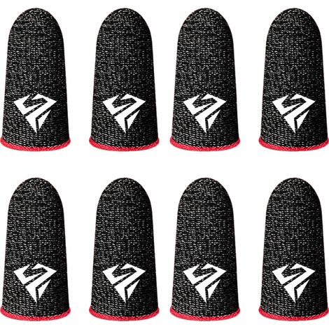 Gaming Fingersleeves - Zilvervezel - Ademend - Voor Touchscreen - 8 Pièces - Noir-Rouge (1/5)