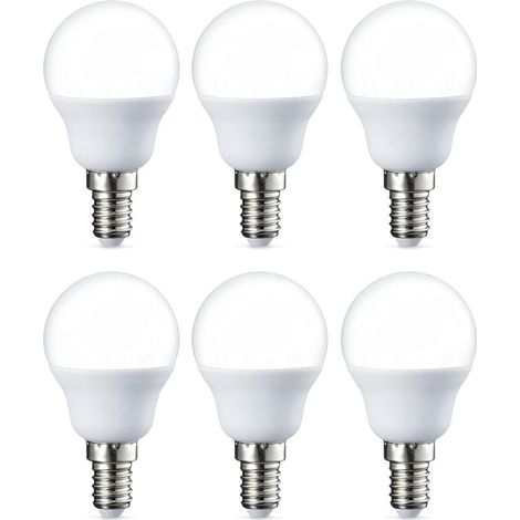 Lot de 6 petites ampoules LED rondes G45 Culot Edison à vis E14 5 W (équivalent 40 W) Blanc chaud Intensité non variable [Classe énergétique F]