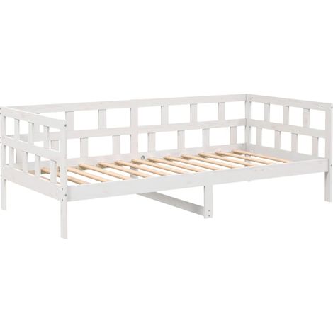 Lit adulte pour 1 personnes, Structure de lit, Assemblage Facile, Lit de jour Blanc Bois massif de pin 90x200 cm OIB2986E (1/5)