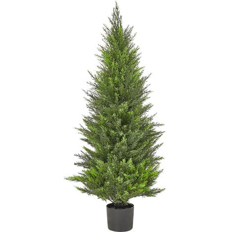 Planta artificial en maceta uso interior exterior decoración de plástico tronco de madera con maceta negra 120 cm Cedar Tree