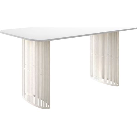 Mesa Oswego 164, Blanco, 76x90x160cm, Alargamiento, Aglomerado laminado, Metal (1/4)