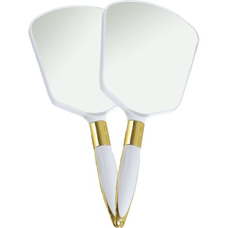 Miroir Portable Avec Poignée - Verre Réfléchissant Clair - Design Ergonomique En Bois Naturel Et ABS - Pour Maquillage Salle De Bain Salon Voyage - 1 Pièce
