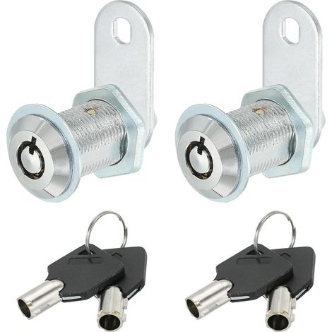 Verrou de Meuble avec Clé, 2 Pcs 1-1/6" (30mm) Verrou de Cylindre de Verrou de Came Différente en Alliage de Zinc Chromé Serrures Tiroir Tubulaires Cam Clé Amovible pour Tiroir (1/5)