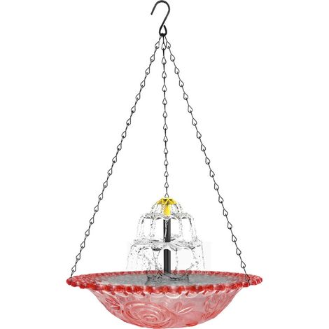 Solarbetriebenes hängendes Vogelbad mit Pumpe (rosa) (1/5)