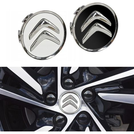 Lot de 4 emblèmes de moyeu de roue Citroën compatibles avec le modèle B 9[JUN] 60 mm - Argent (1/5)