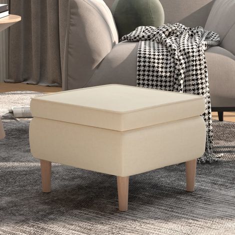 vidaXL Stool with Wooden Legs Cream Fabric (1/5)