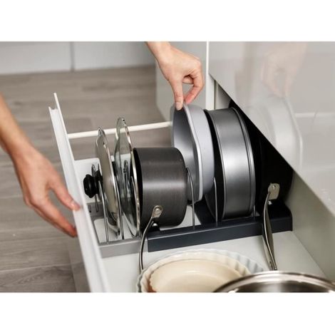 Range Casserole - 7 Compartiments Réglables - Longueur Extensible 30,5 À 56 Cm - En PP Et Acier Inoxydable - 1 Pièce (1/4)